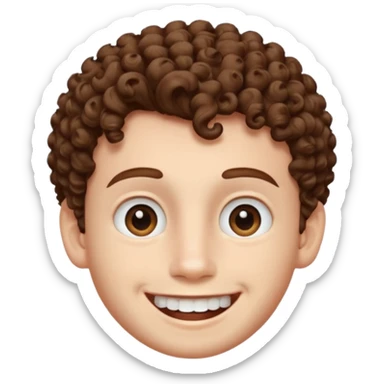 Create an emoji of YouTuber DavidMC's face - he has hair with short sides but a curly top, it is brown. It is not super curly and he has white skin sticker