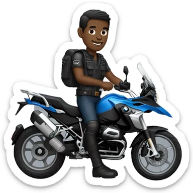 motorcycle bmw gs 1250 black male rider on bike dark hair blue eyes sticker