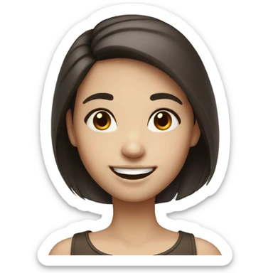 white Skin smiling girl with dark brown hair  sticker