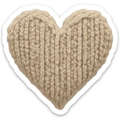 Beige knitted heart sticker