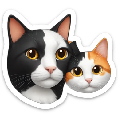 black cat and white orange cat together sticker