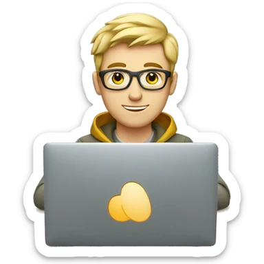 young white male freelancer working on a macbook sticker
