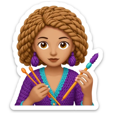 Pegatinas de Mujer tejiendo crochet  sticker