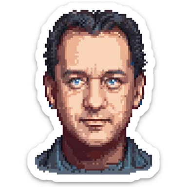 pixel art portrait of Tom Hanks, recognizable features, neutral background sticker