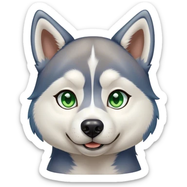 Cute Husky, blue tips haircut, green/brown eyes sticker