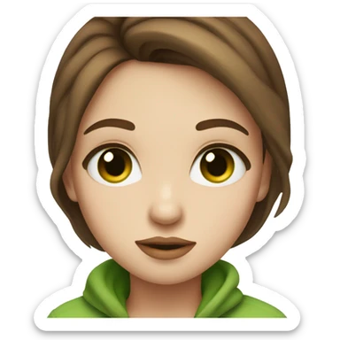 Cute girl with brown hair and green eyes, plump lips sticker