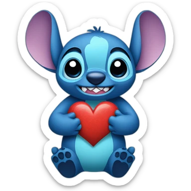 stitch with heart in hands sticker