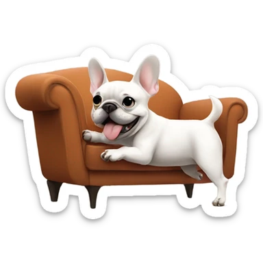 French bulldog farting with cloud on the couch sticker