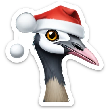 African crowned crane with Santa hat sticker