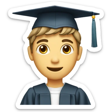 a skinny boy who graduated with a diploma sticker
