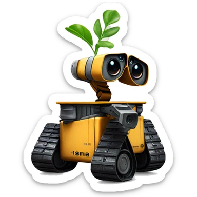 wall-e with pot plant sticker