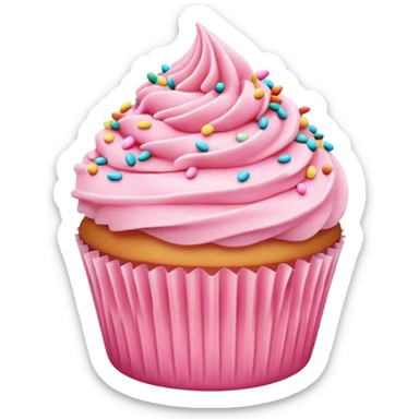 Vanilla cupcake with pink icing sticker