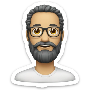 portuguese man very dark brown hairs beard glasses sticker