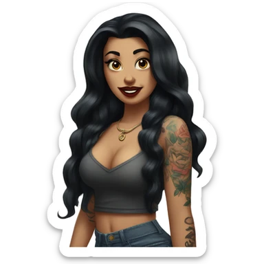 Pinup long dark hair and tattoos sticker