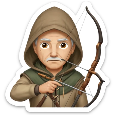 Archer âgé capuche position tir sticker