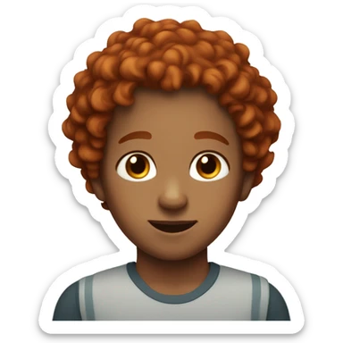 red hair 9 year old boy woth brown eyes and curly hair with freckles sticker