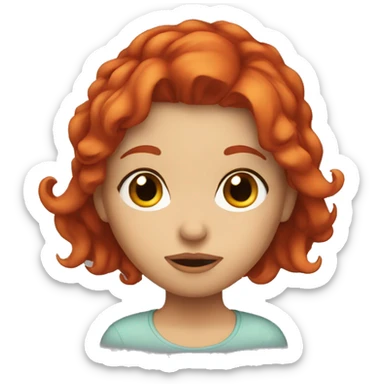 red haired girl kissing sticker