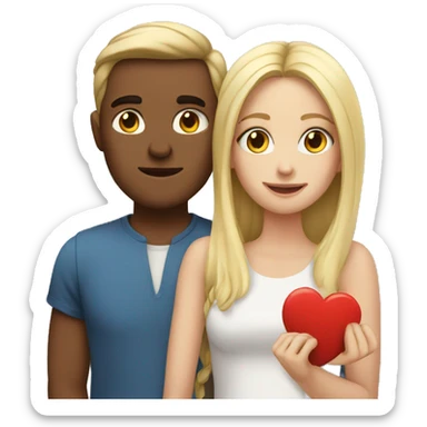 couple with heart, blond girl and a brow man sticker