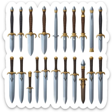 CREA UN ARSENAL DE ARMAS PERO QUE TENGA ESPADAS, CUCHILLOS Y ARCOS Y LANZA sticker