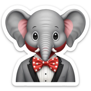Elephant clown with big bowtie, half body sticker