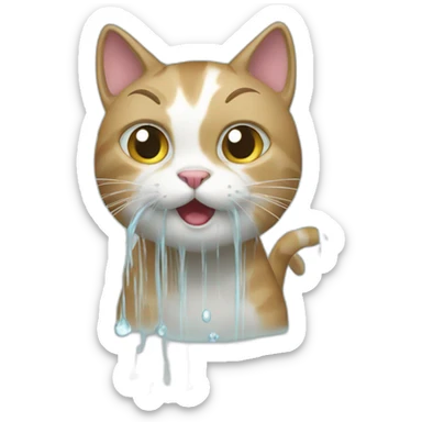 cat aving a shower sticker