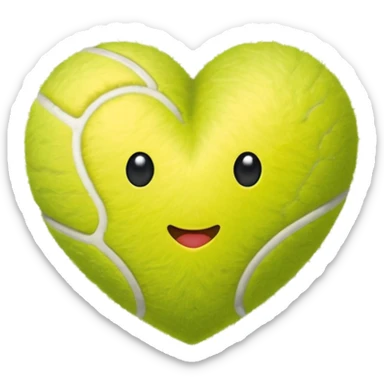 A tennis ball In a shape of a love heart sticker