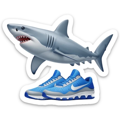 Make a shark with blue Nike shoes  sticker