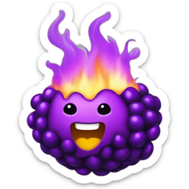Purple BlackBerry on fire sticker