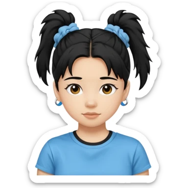 Teen girl with scrunchie ponytail black hair sticker