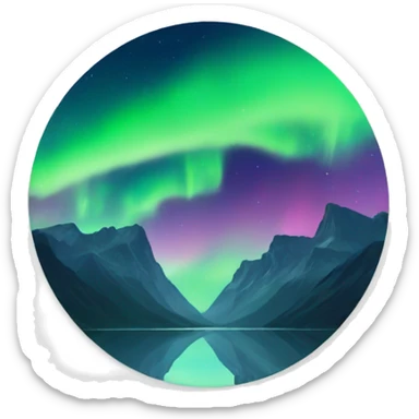 aurora over mountain reflection sticker