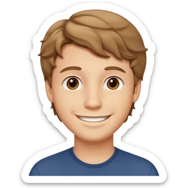 Rapaz jovem com cabelo castanho claro ondulado e curto sticker