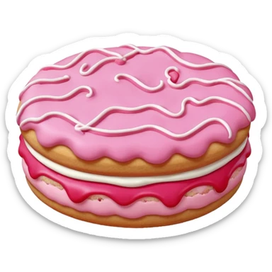 A pink Crumbl cookie with red cream inside sticker