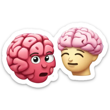 hugging heart and brain with sparkles  sticker