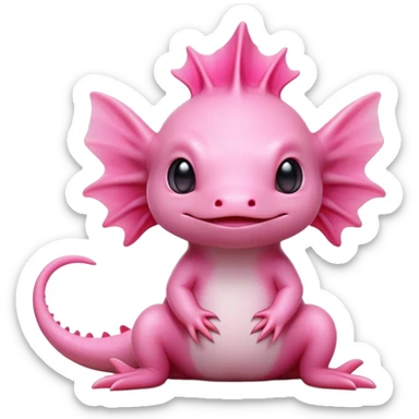 cinematic-[axolotl]-realistic-full-body-sitting-emoji,-head-tilted-dramatically,-pink skin,-simplified-yet-realistic-focused-features,-highly-detailed,-glowing-with-an-almost-sarcastic-glow sticker