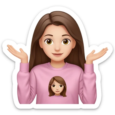 happy white long brunette hair girl with hazel eyes and in light pink USC sweatshirt sticker