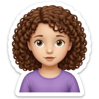 3yr old girl little curly brown hair brown eyes sticker
