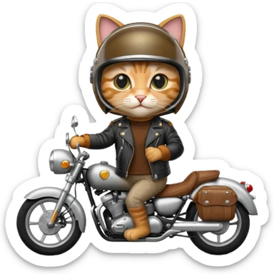 cat riding motorcycle sticker