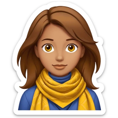 woman with brown hair wearing yellow Pathfinder scarf on neck sticker