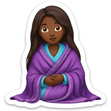 dark skin long haired woman with tucked blanket sticker