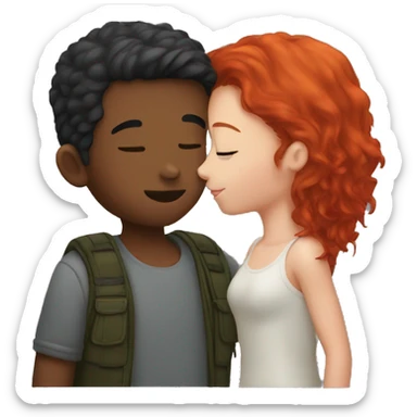 Boy kissing a girl with red hair sticker