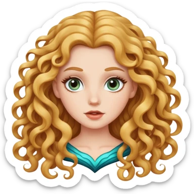 white girl with siren eyes and long curly hair  sticker