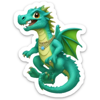 Water dragon wearing a necklace sticker
