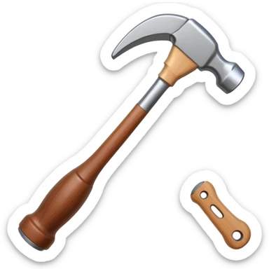 Generate a highly detailed, realistic 3D icon of a standard claw hammer in the minimalist Apple app icon style, like those seen in iOS or macOS apps—clean, elegant, with subtle depth, smooth curves, and professional rendering sticker