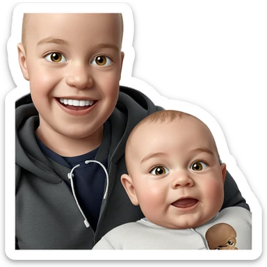 bald baby boys smiling together sticker