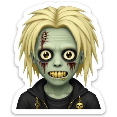 zombie emo boy emoji with dreads and gold grillz sticker