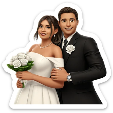 smiling couple in formal attire sticker