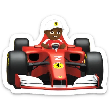 Hamilton wearing a Ferrari top and in a Ferrari f1 car  sticker