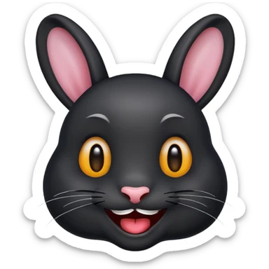 emoji d'une tête de lapin noire qui dit bonjour sticker