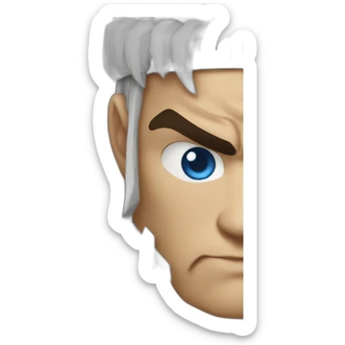 Street fighter Ryu with blue eyes and beard sticker