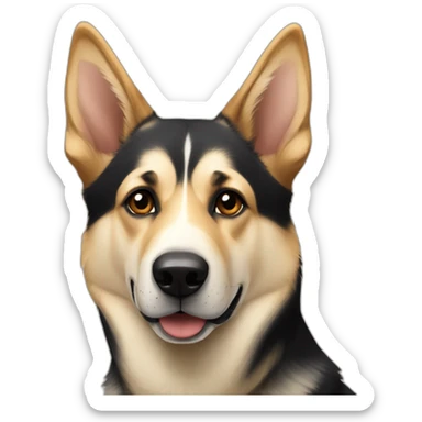 German shepherd and husky mix with darker nose and ears sticker